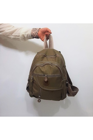 Fiyra S1 Camel Renk Krinkıl Kumaş Dört Bölmeli Bayan Sırt Çantası 001