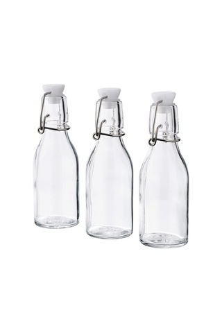Ikea Korken 3'lü Cam Şişe 0,15 L Şeffaf