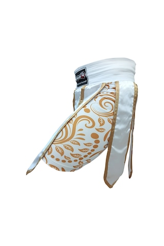 Dragondo Mt3031 Muay Thai Kick Boks Şortu Taytlı Püsküllü Şort Beyaz