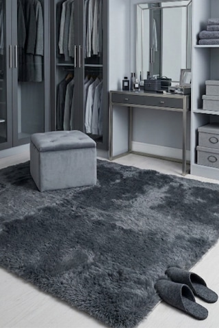 Yüksek Kalite Ekstra Yumuşak Kaymaz Özel Tabanlı Tavşan Peluş Halı Antrasit