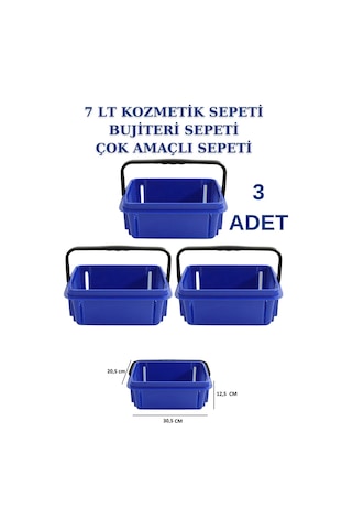 3 adet 7 Litre Kozmetik Sepeti Bijuteri Sepeti Kırtasiye Sepeti M