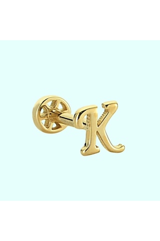 Altın Piercing -K- Harf 14 Ayar Tragus Altın