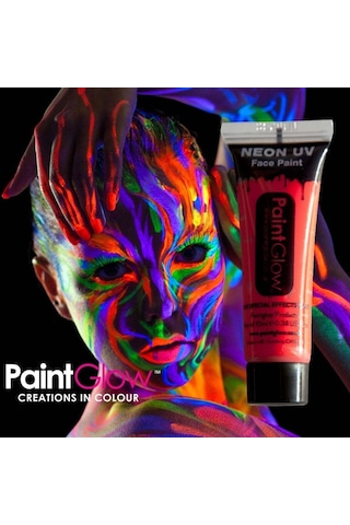 Halloween Neonlu Glow Parti Yüz Boyası Kırmızı Renk 1 Adet 50 Ml