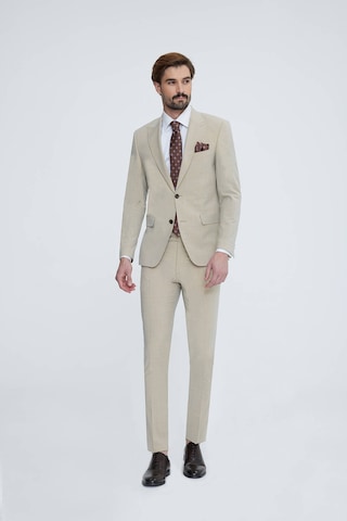 Ysf Erkek Bej Slim Fit Sivri Yaka Takım Elbise Bej