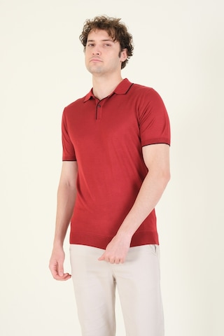 Giyim Dünyası Erkek Çıtçıtlı Yaka Biyeli Merserize T-shirt Bordo 001
