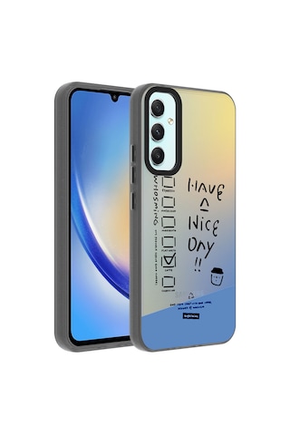 Samsung Uyumlu Galaxy A24 Kılıf Vibe Desenli Kamera Yükseltili Mat Parmak İzi Tutmayan Silikon Cherena Astronot