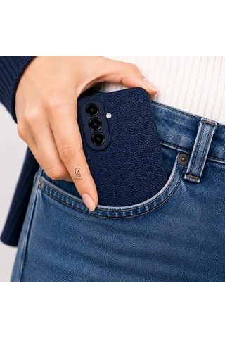 Samsung Galaxy A27 Uyumlu Deri Dokulu Yumuşak Silikon Telefon Kılıfı Kapak Lacivert