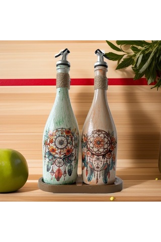 Düşkapanı Desenli Sunum Stantlı 2'li 750 Ml Yağlık Sirkelik