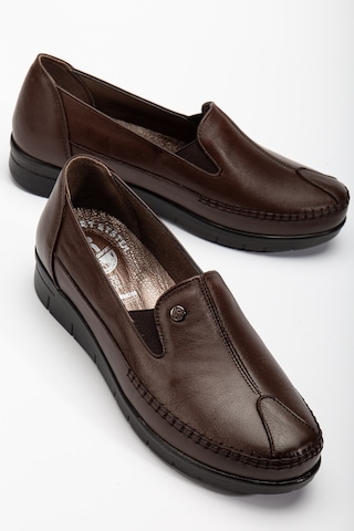 92101 Ortopedik Kadın Deri Ayakkabı Topuk Dikeni İçin Uygundur Kahverengi