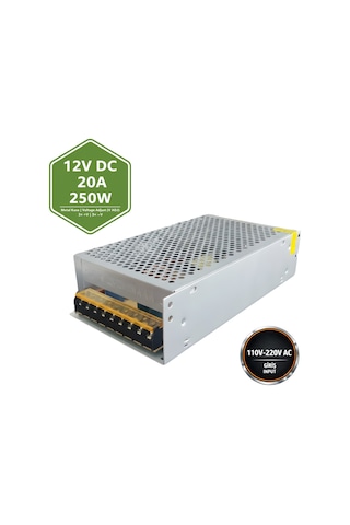 Peace B2882 12v 20a 250w Kalın Metal Kasa Dc Adaptör Endüstriyel Güç Kaynağı