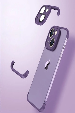 Apple Uyumlu iPhone 13 Kapak 2 Parçalı Alt Üst Kamera Lens Korumalı Sert Silikon Kılıf