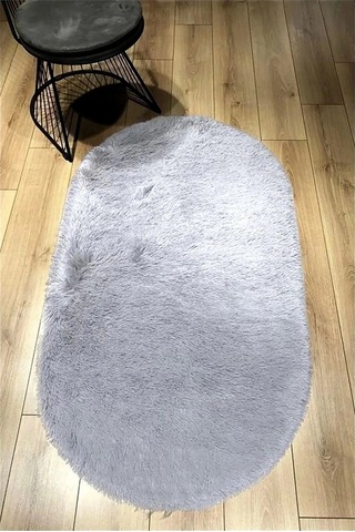 Yolluk Açık Gri Gri Kaymaz Taban Peluş Oval