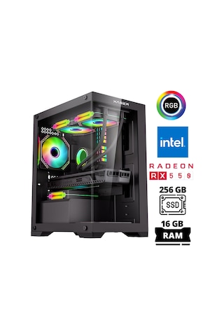 Xaser XSR1013 i5-7400 16 GB 256 GB SSD 4 GB RX550 Free Dos Masaüstü Oyuncu Bilgisayarı