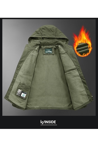 Erkekler İçin Sonbahar Ve Kış Kalınlaştırılmış Rüzgar Geçirmez Ve Su Geçirmez Ceket Artı Polar Ceket Gri