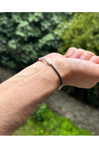 Kazzaze Gümüş Kazaziye Zincir Örgü Detaylı Bileklik