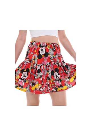 Mıckey Mouse Çizgi Film Karakterli Jarse Kumaş Şort Etek-431-kırmızı Kırmızı