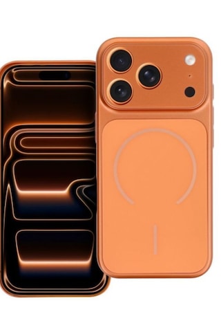 İphone 17 Pro Uyumlu Kamera Koruma Mercekli Turuncu Lüks Kılıf 01