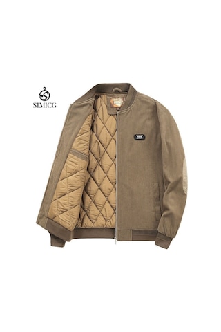 Erkek Kalınlaştırılmış Pamuk Dolgulu Ceket, Sonbahar Ve Kış Stili, Düz Renk, Rahat Ve Sıcak Erkek Pamuk Dolgulu Ceket Kahverengi