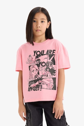 DeFacto Kız Çocuk Relax Fit Bisiklet Yaka Baskılı Kısa Kollu Tişört E0355A825SMPN323 Pembe