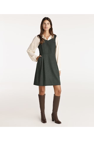 Yargıcı Pile Detaylı Kısa Elbise Haki