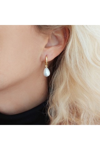 Vaoov 925 Ayar Gümüş Damla Mayorka Inci Küpe