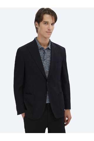 Kip Siyah Desenli Modern Fit Ceket Siyah
