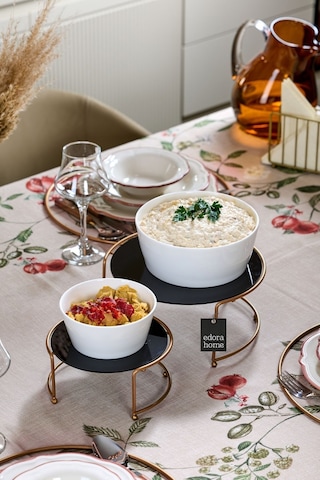 Rose Sunumluk 2'li Küçük Boy Metal Sunumluk Hediyelik Dekorasyon İkramlık / Siyah Pleksi / Paslanmaz