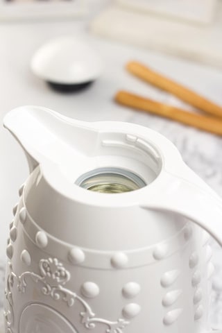 1 Lt Isı Yalıtımlı Çay Ve Soğuk Su Termosu Beyaz 12 Saat Sıcak Tutar& İçi Camdır Çok Renkli