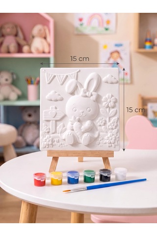 Sevimli Tavşan 15x15 Taş Boyama Seti Çocuk Ve Yetişkin Hobi Seti