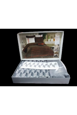 Elegant 7 Parça Pike Yatak Örtüsü Seti Gri
