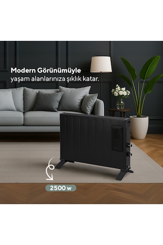 Kumtel Siyah Fanlı Konvektör Isıtıcı 2500w Hc-2952