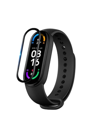Wozlo Xiaomi Mi Band 5 / Mi Band 6 Uyumlu Nano Siyah Çerçeve 5d Tam Koruma Ekran Koruyucu