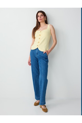 Jimmy Key Mavi %100 Pamuk Yüksek Bel Denim Pantolon 6sw187117400