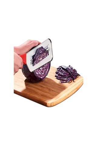 Vkemall Eşsiz Kırmızı 2'li Paket: Çift Bıçaklı Paslanmaz Çelik Meyve Sebze Dilimleyici - Güvenli Ve Verimli Kesim Kırmızı