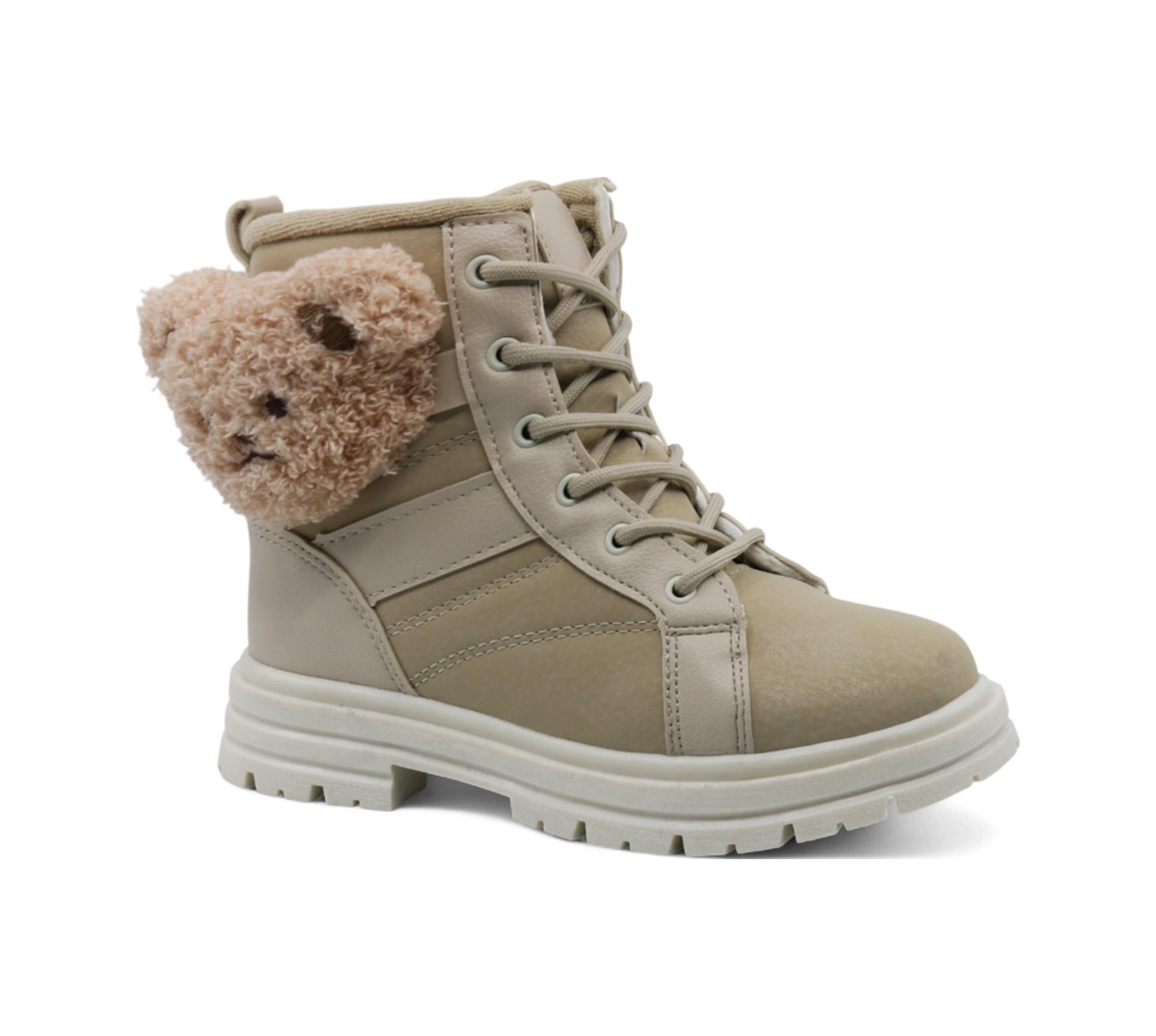 Khayt Trave Su Ve Soğuk Dayanıklı Ortopedik Kaymaz Taban Köpek Aksesuarlı Fermuarlı Kışlık Çocuk Bot Bej