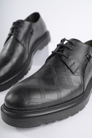 Muggo Rodilla Garantili Klasik Hakiki Deri Bağcıklı Ortopedik Erkek Casual Ayakkabı Siyah