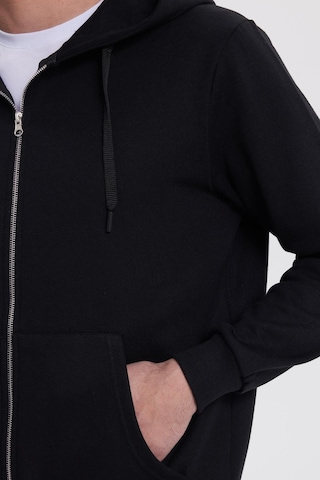 Tudors Unisex Relax Fit Rahat Kesim Pamuklu İçi Polarlı Çift Cepli Tam Fermuarlı Siyah Kapüşonlu Sweatshirt-41645 Siyah