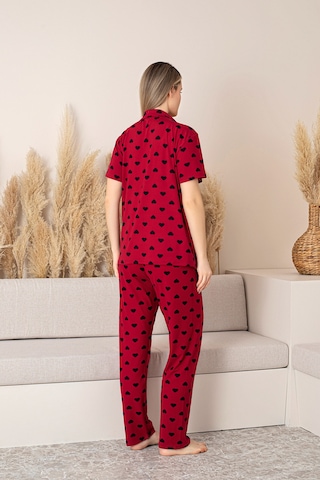 Nisanca Kısa Kollu Milan Gömlek Pijama Takımı- Genç Anne Serisi Bordo