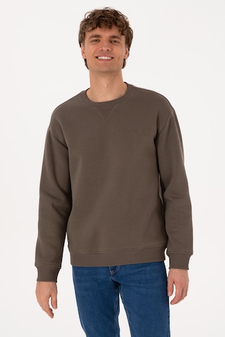 U.S. Polo Assn. Erkek Comfort Fit Bisiklet Yaka Şardonlu Vizon Basic Sweatshirt 50313757-VR052