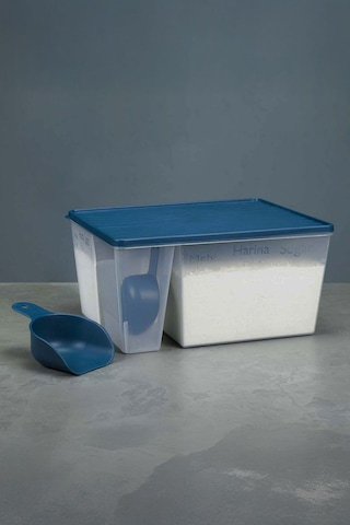 İronika Ölçü Kaşıklı Un Şeker Deterjan Saklama İstifleme Kabı Ölçülü Saklama Kutusu 6.5 Litre Antrasit Antrasit