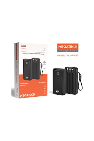 Megatech Mg-pw-20 20.000 Mah Siyah Powerbank Digital Göstergeli