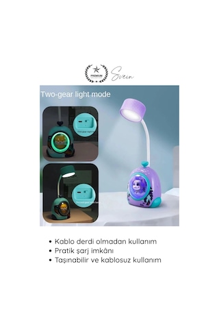 Masalambası Usb Şarjlı Led Mini Masa Lambası Çocuklar İçin Hayvan Figürlü Pet Kabin Sevimli Pembe