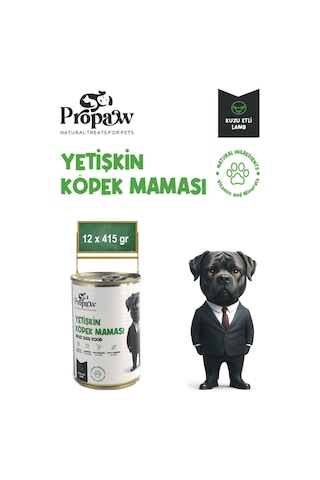 Propaw Kuzu Parça Etli Jöleli Premium Tahılsız Yetişkin Köpek Maması 12 x 415 G