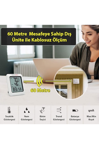 ThermoPro TP60C Wifi İç-Dış Mekan Dijital Sıcaklık ve Nem Ölçer