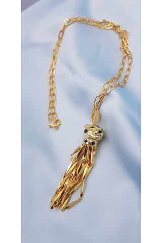 Jaguar Model Altın Tasarım Panter 1. Sınıf Şık Tasarım Çelik Kolye