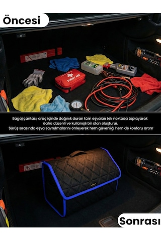 Araç Bagaj Düzenleyici Organizer Tay Tüyü Kaymaz Cırt Bantlı Geniş Hacimli Çanta A2