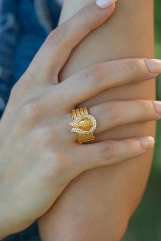 Çgk Kuyumculuk Tuğralı Hasır Altın Yüzük Yaldız