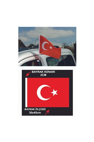 Plastik Otofors Bayrak 30x45 Cm 5 Adet Konvoy Ve Araç Bayrağı Cama Takılan Bayrak Türk Bayrağı Oto Fors 30 45