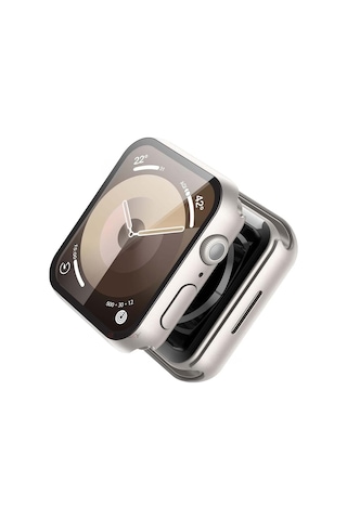 Apple Uyumlu Watch 45mm 7 8 9 Se Seri Starlight 360 Derece Koruma Ve Temperli Cam Ekran Koruyucu