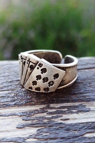 Antik Gümüş Kaplama Iskambil Poker Briç Oyun Kağıdı Şekilli El Ya - 548970104 Çok Renkli